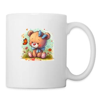 Bär mit Schmetterling - Tasse - Weiß - Rechts