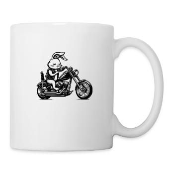 Biker Hase - Tasse - Weiß - Rechts