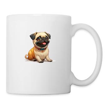 Niedlicher kleiner Mops - Tasse - Weiß - Rechts