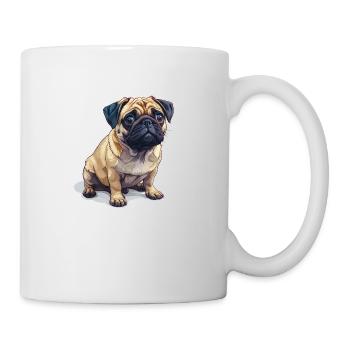Niedlicher kleiner Mops - Tasse - Weiß - Rechts