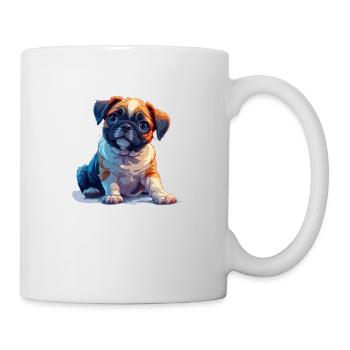 Chiot carlin assis - Mug blanc - blanc - Droite