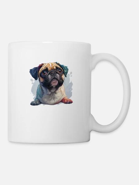 Niedlicher kleiner Mops - Tasse - Weiß