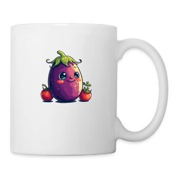 Aubergine Comic Face - Mug blanc - blanc - Droite