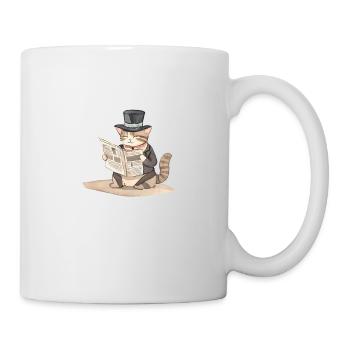 Samtpfoten-Style: Sir Flausch liest Zeitung - Tasse - Weiß - Rechts