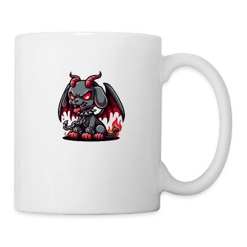 Chien démone - Fougueux Hellhound chibi dessin animé - Mug blanc - blanc - Droite