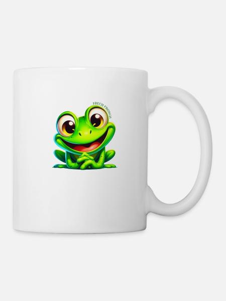 Frech Frosch mit Schrift - Tasse - Weiß
