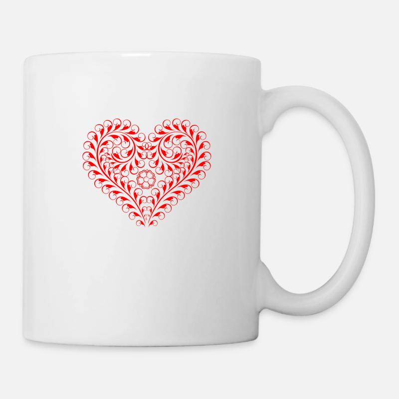 Herz damasziert - Tasse - Weiß