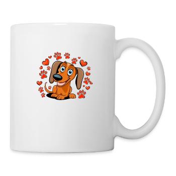 Teckel joie coeurs pattes - Mug blanc - blanc - Droite