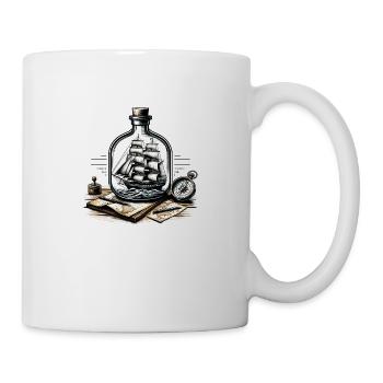Schiff in Flasche - Tasse - Weiß - Rechts