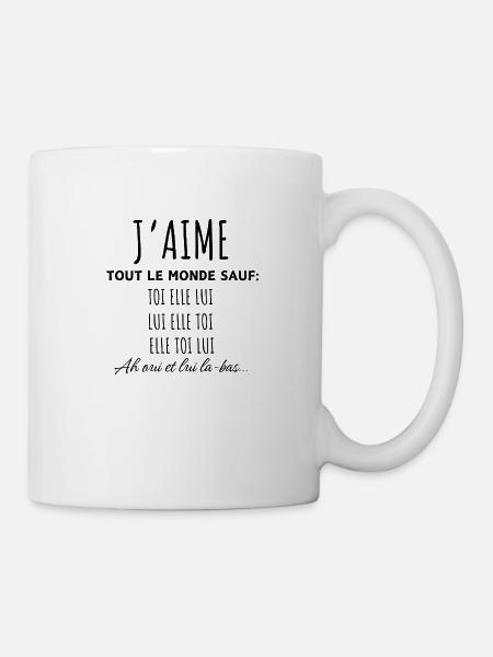 J’aime tout le monde sauf toi elle lui-humour - Mug blanc - blanc