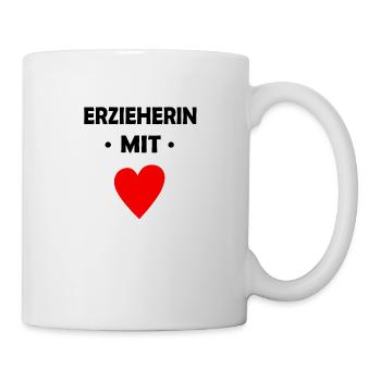 Erzieherin mit Herz - Kindergarten Kinder erziehen - Tasse - Weiß - Rechts