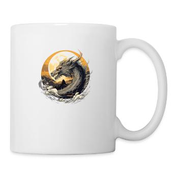 Goldener Mond-Drache - Tasse - Weiß - Rechts