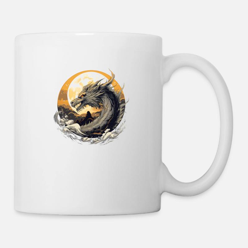 Goldener Mond-Drache - Tasse - Weiß