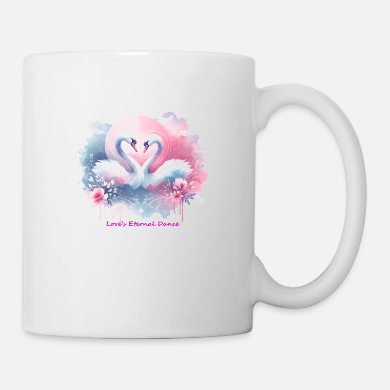 Schwäne der Serenade : Der ewige Tanz der Liebe - Tasse - Weiß