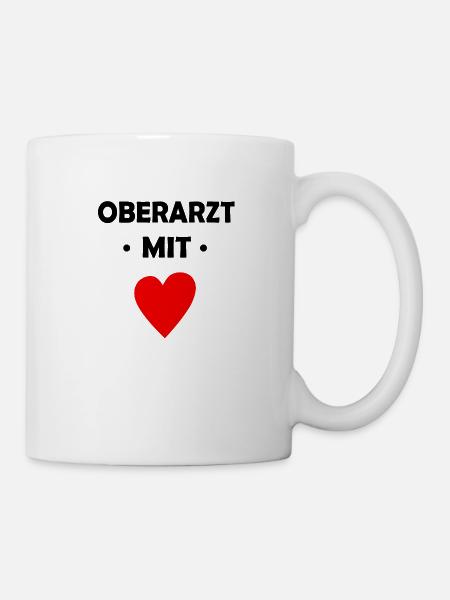 Oberarzt mit Herz - Arzt - Krankenhaus - Doktor - Tasse - Weiß