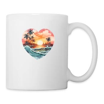 Strand Herzmotiv - Tasse - Weiß - Rechts