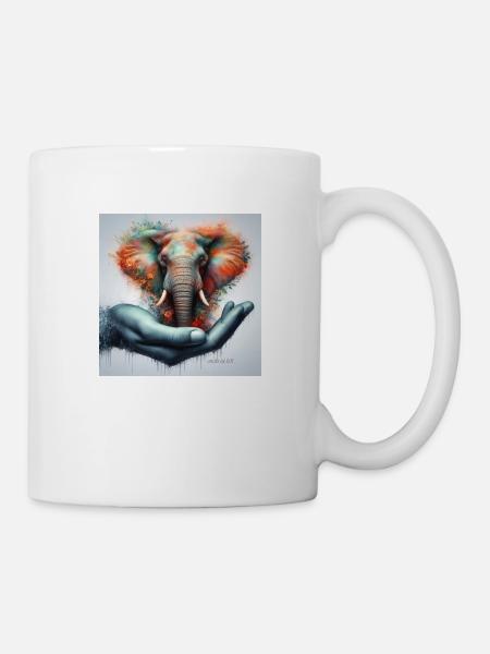 Elephants love, preserve and protect. - Mug - white