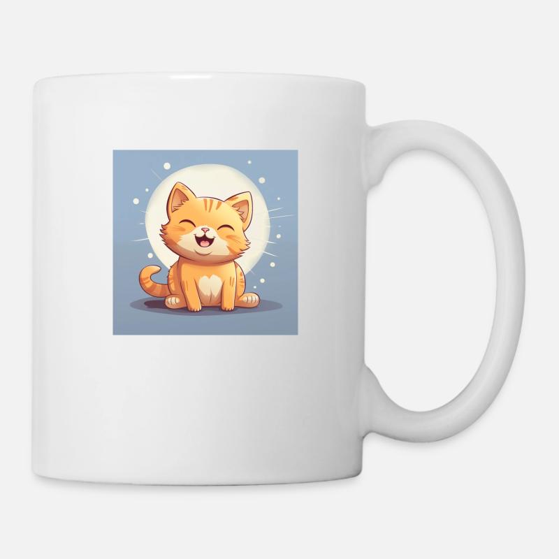 A cute cartoon style cat laughing - Mug - white