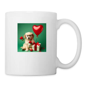 chiot avec ballon en cœur pour la Saint-Valentin - Mug blanc - blanc - Droite