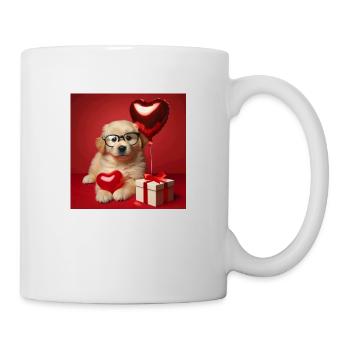 Chiot Attendrissant avec Ballon -Saint-Valentin - Mug blanc - blanc - Droite