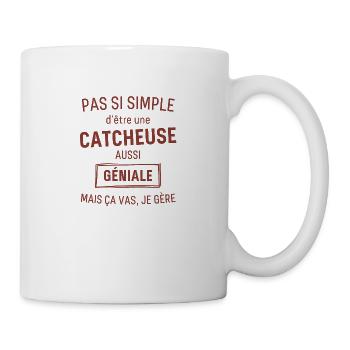 CATCHEUSE GÉNIALE rouge brunâtre foncé - Mug blanc - blanc - Droite