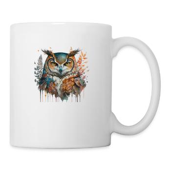 Hibou, Animal de pouvoir, Sagesse, Perspicacité, Intuition, Chaman - Mug blanc - blanc - Droite