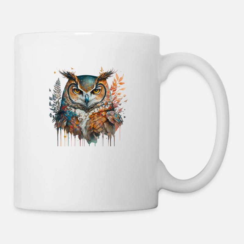 Eule Krafttier Weisheit Einsicht Intuition Schaman - Tasse - Weiß