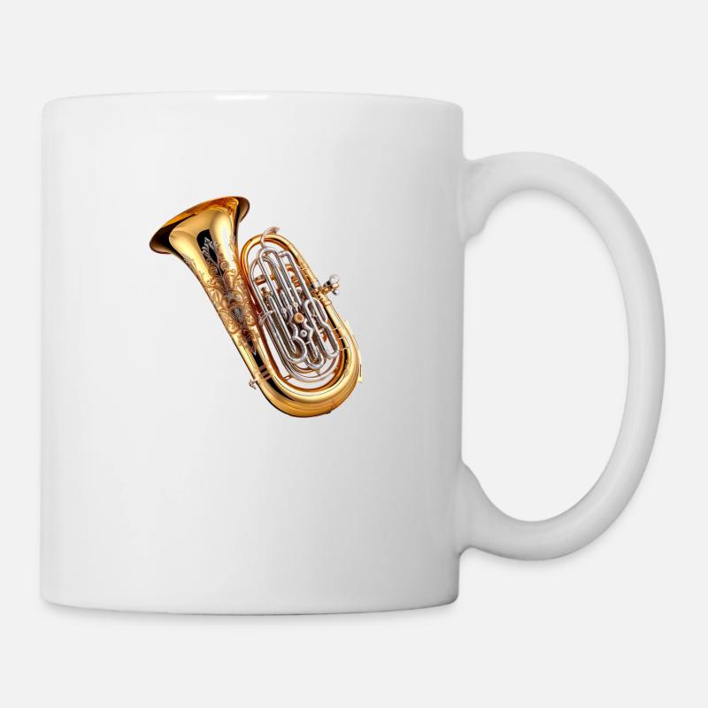 Die Tuba ist ein tiefes Blechblasinstrument - Tasse - Weiß