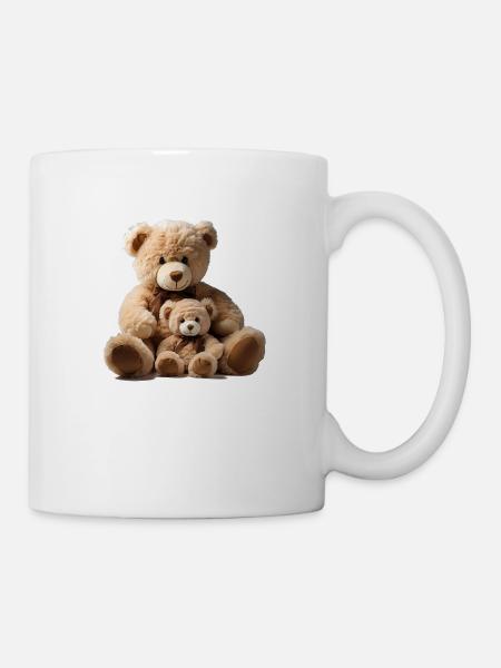 Plüschbär-Mama mit Plüschbär-Kind - Tasse - Weiß