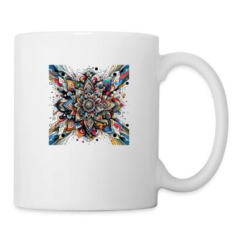 Abstraktes Muster Blüte - Tasse - Weiß - Rechts