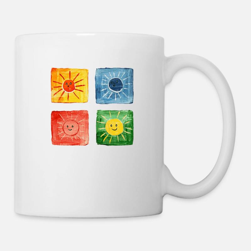 bunte Sonnen - Tasse - Weiß