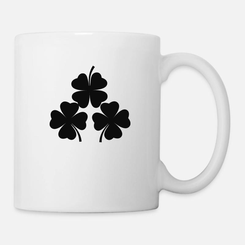 schwarze kleeblätter - Tasse - Weiß