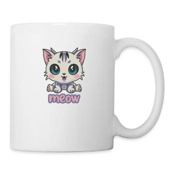Adorable Anime Kitten with Big Blue Eyes - Mug - white - Right