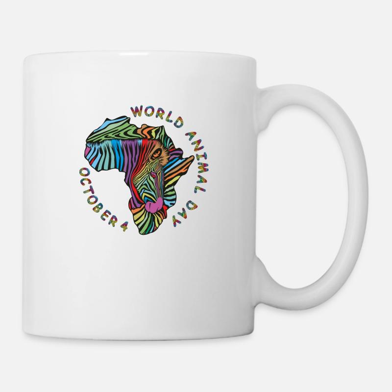 Fond de zèbre de la Journée mondiale des animaux - Mug blanc - blanc