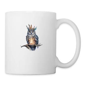 Schamanisches Krafttier Eule, Weisheit, Inuition - Tasse - Weiß - Rechts