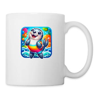 Un design coloré amusant avec un sceau - Mug blanc - blanc - Droite
