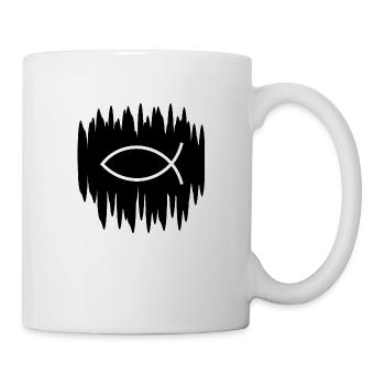 Jésus Poisson Blanc Noir Ichthys Poisson Poisson - Mug blanc - blanc - Droite