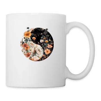 Symbole Yin-yang avec des fleurs - Mug blanc - blanc - Droite