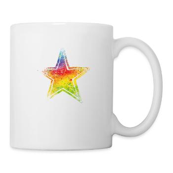 star drawn path cmyk rainbow masked turned - Tasse - Weiß - Rechts