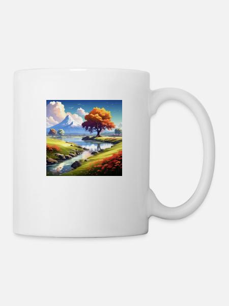 Beautiful landscape with lake and mountains - Mug - white