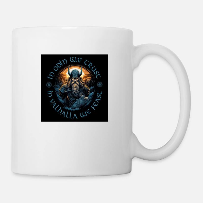 IN ODIN, WE TRUST – AU VALHALLA, NOUS NOUS RÉGALONS / Vikings - Mug blanc - blanc