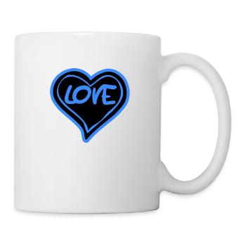 Cœur Love bleu - Mug blanc - blanc - Droite