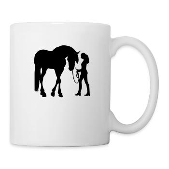Frau Mit Pferd Silhouette Vertrauen - Tasse - Weiß - Rechts
