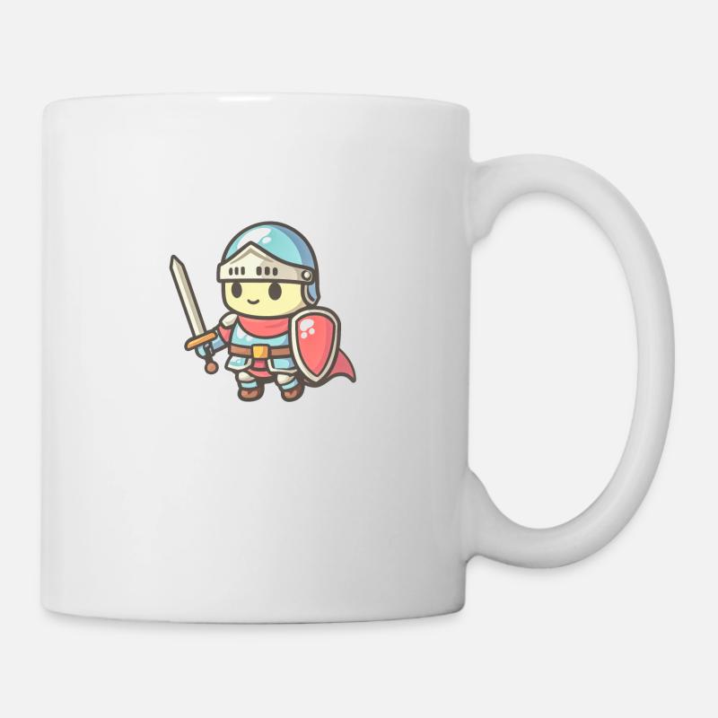 Chevalier courageux dans le style de la bande dessinée pour les enfants - Mug blanc - blanc