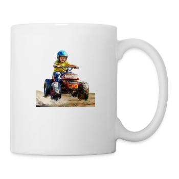 Kids love pedal tractor riding - Mug - white - Right