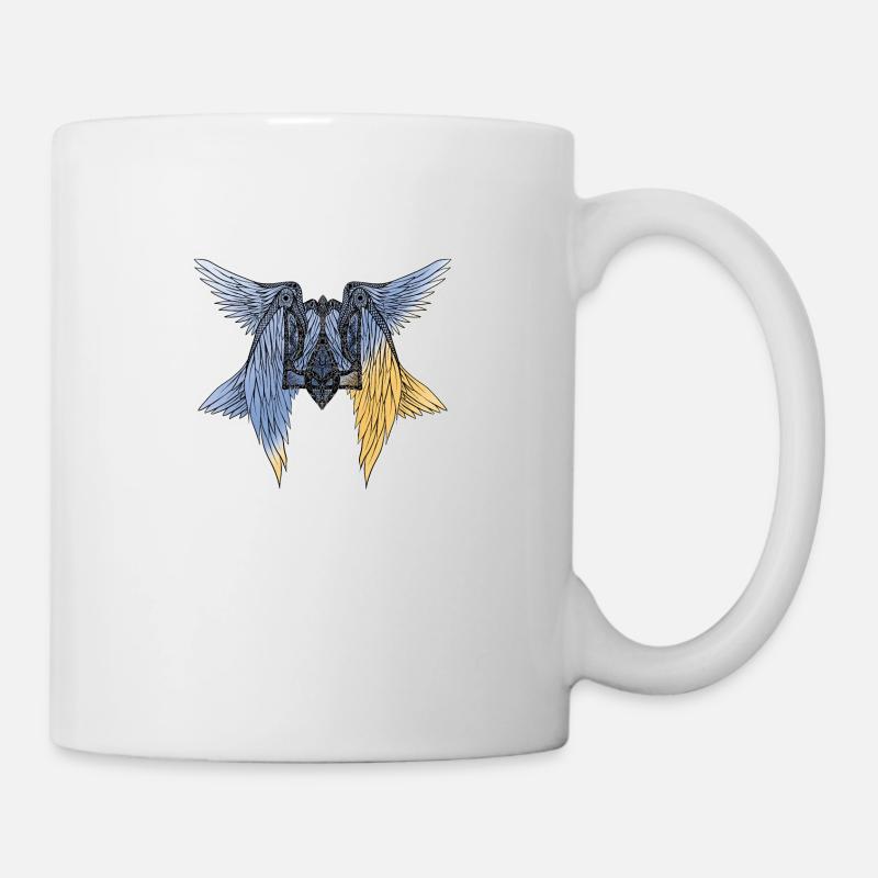 winged trident of Ukraine with the flag - Mug - white