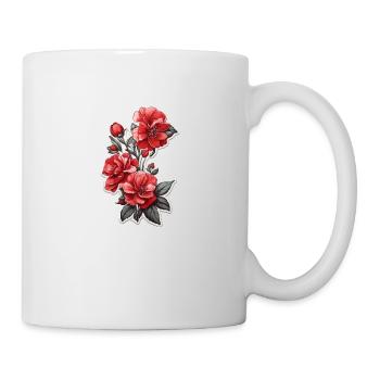 Schöne Rote Blume - Tasse - Weiß - Rechts