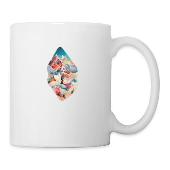 Snowboard with mountains and some geometric - Mug - white - Right