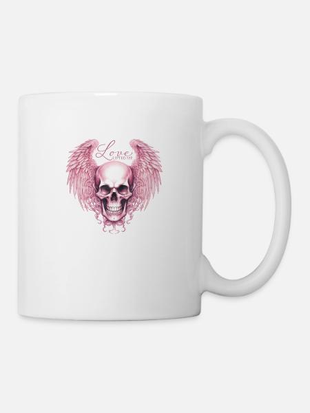Love lifted me Valentine's Day Skeleton Gothic Wings - Mug - white