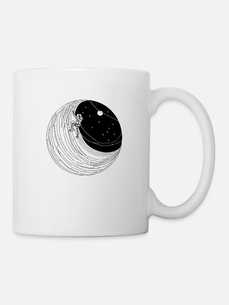 Bergsteiger auf dem Mond mit Sternen - Tasse - Weiß